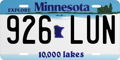 MN license plate 926LUN