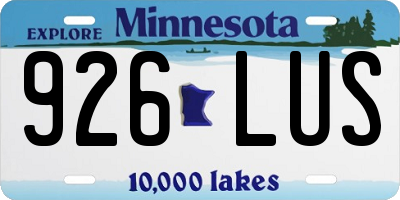 MN license plate 926LUS