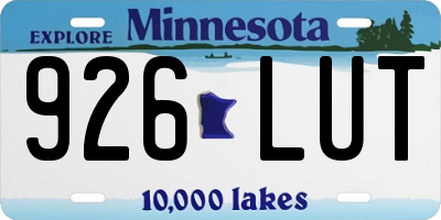 MN license plate 926LUT