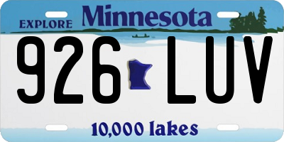 MN license plate 926LUV