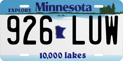 MN license plate 926LUW