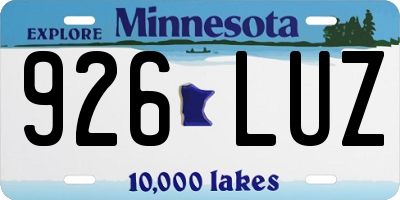 MN license plate 926LUZ