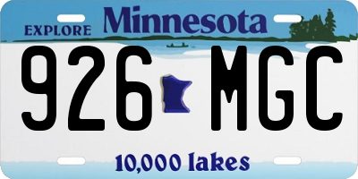 MN license plate 926MGC