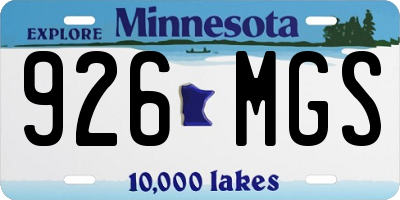 MN license plate 926MGS