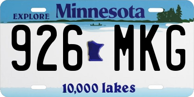 MN license plate 926MKG