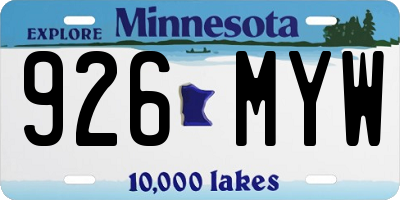 MN license plate 926MYW