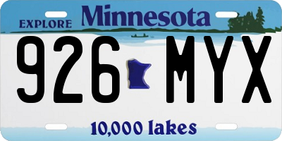 MN license plate 926MYX