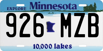 MN license plate 926MZB