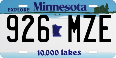 MN license plate 926MZE