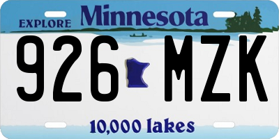 MN license plate 926MZK