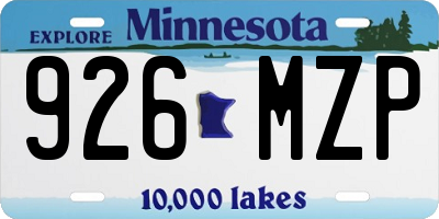 MN license plate 926MZP