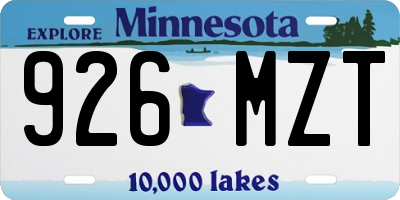 MN license plate 926MZT