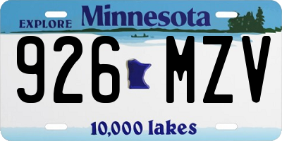 MN license plate 926MZV