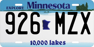 MN license plate 926MZX