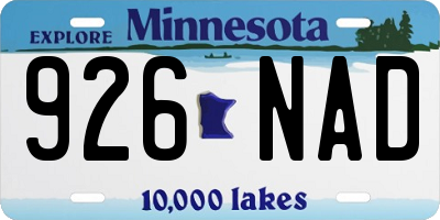 MN license plate 926NAD