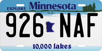 MN license plate 926NAF