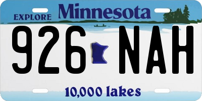 MN license plate 926NAH