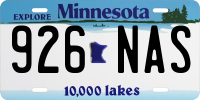 MN license plate 926NAS