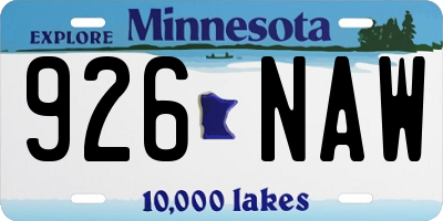 MN license plate 926NAW