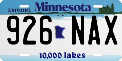 MN license plate 926NAX