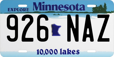 MN license plate 926NAZ
