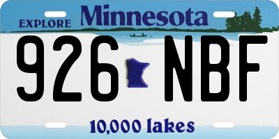 MN license plate 926NBF