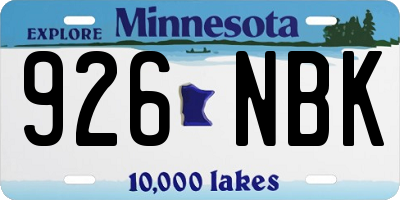 MN license plate 926NBK