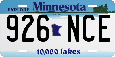 MN license plate 926NCE