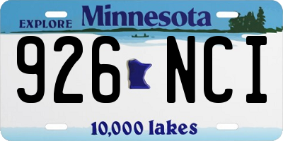MN license plate 926NCI