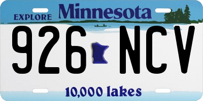 MN license plate 926NCV