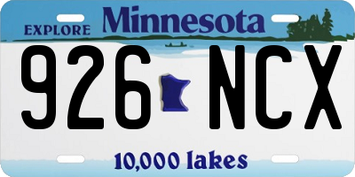 MN license plate 926NCX