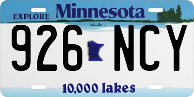 MN license plate 926NCY