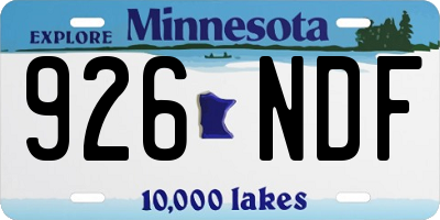 MN license plate 926NDF