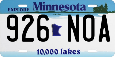 MN license plate 926NOA