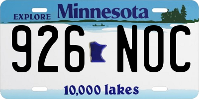 MN license plate 926NOC