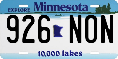 MN license plate 926NON