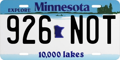 MN license plate 926NOT