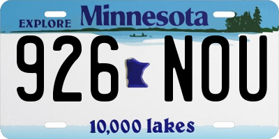 MN license plate 926NOU
