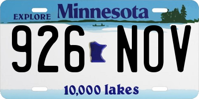 MN license plate 926NOV