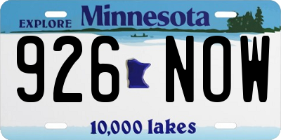 MN license plate 926NOW