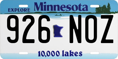 MN license plate 926NOZ
