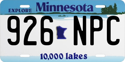 MN license plate 926NPC