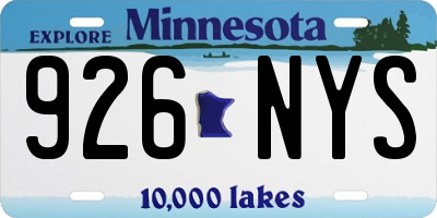 MN license plate 926NYS