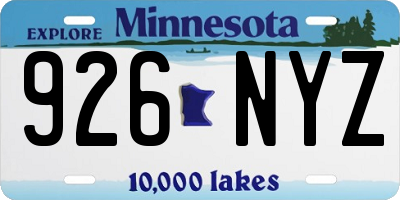 MN license plate 926NYZ