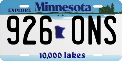MN license plate 926ONS