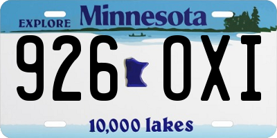 MN license plate 926OXI