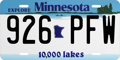MN license plate 926PFW