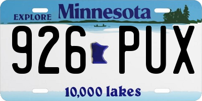 MN license plate 926PUX