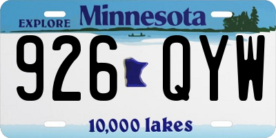 MN license plate 926QYW