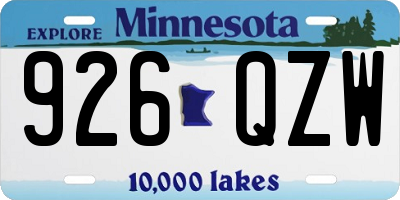 MN license plate 926QZW